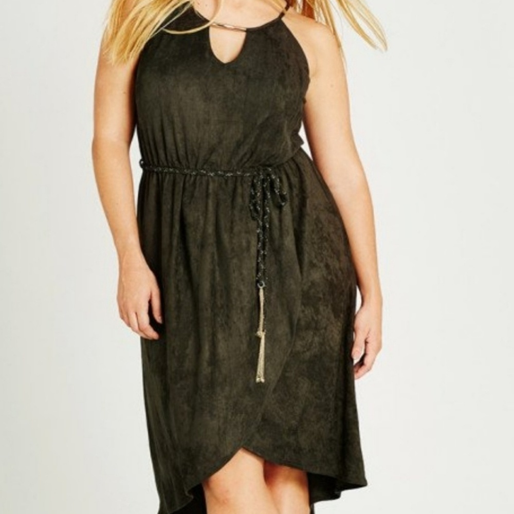 NWT CITY CHIC VEGAN SUEDE FAUX WRAP DRESS